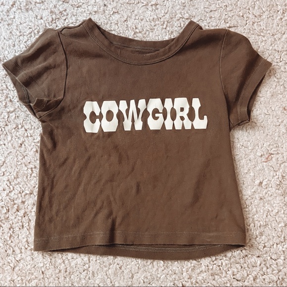 Brandy Melville Tops - Brandy Melville Cowgirl Brown Cropped Tee-Shirt